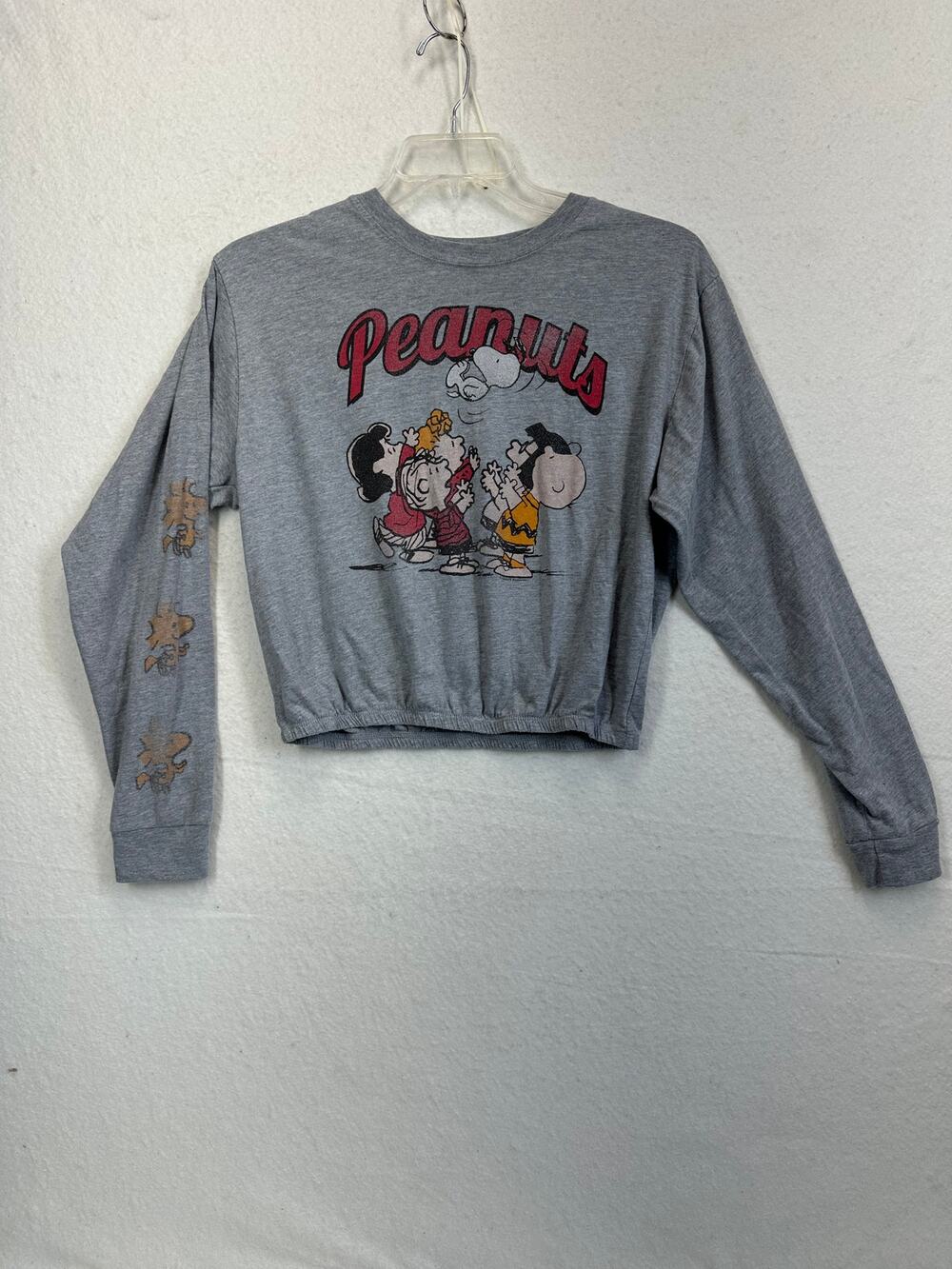Peanuts Vintage Graphic Charlie Brown Snoopy & Gang Elastic Waist Crop SZ L